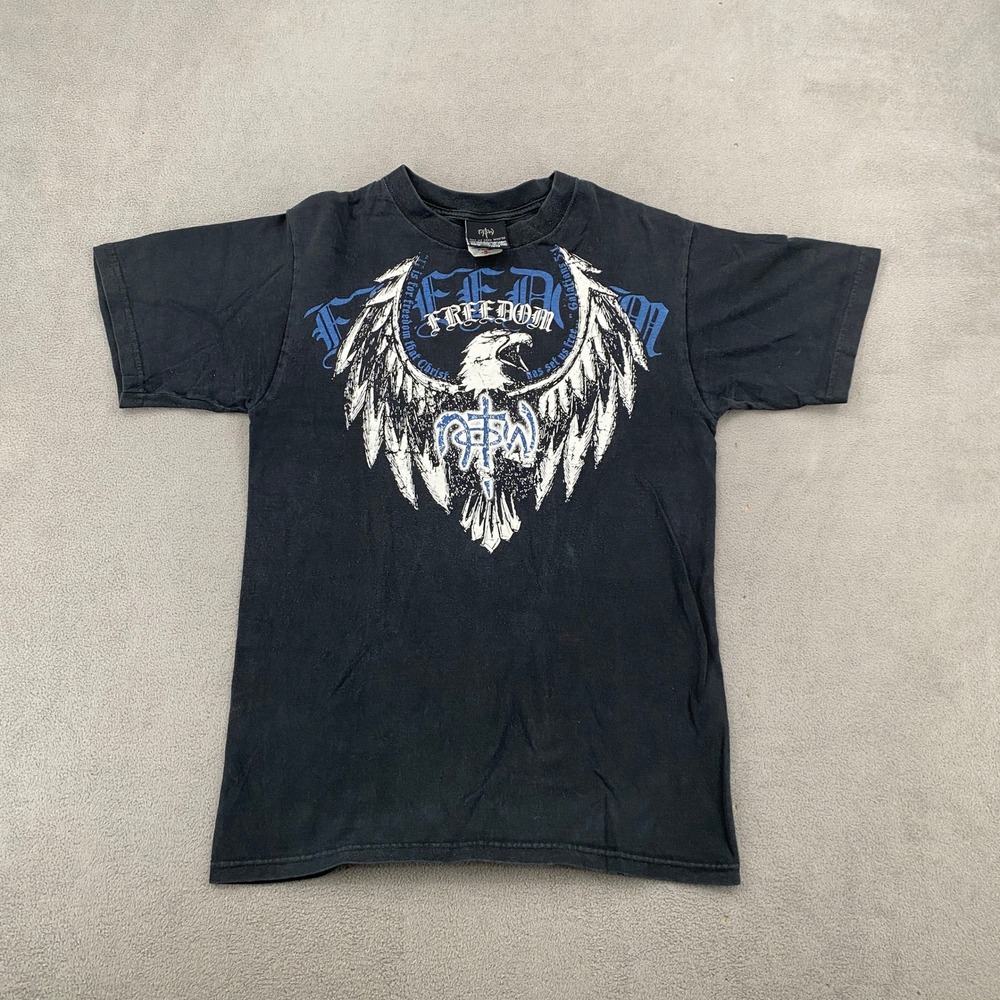 NOTW Not Of This World Mens T-Shirt Small Black Eagle Cross Freedom Christian Te